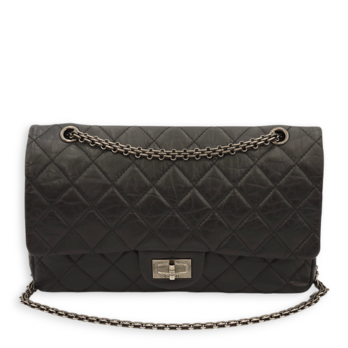 Reissue 227 Black Crossbody Bag in Distressed leather, Ruthenium hardware