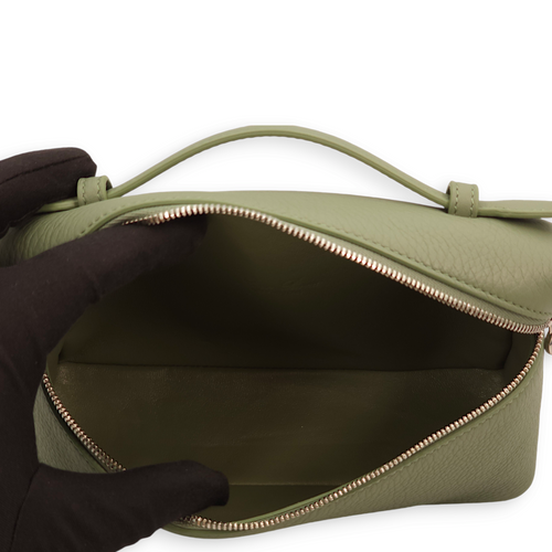 Extra Pocket L19 Green Crossbody Bag in Calfskin, Palladium hardware