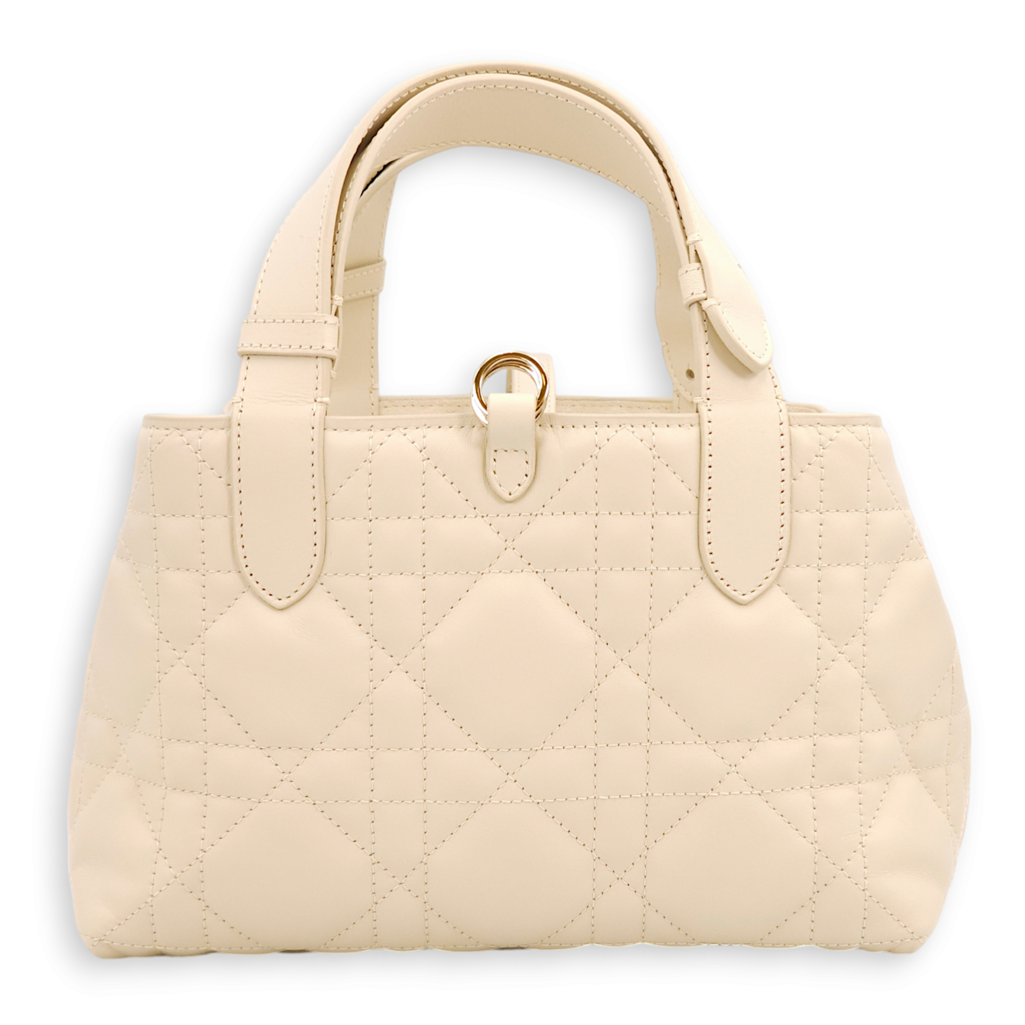 Toujor Small Cream Top Handle Bag in Lambskin, Gold hardware