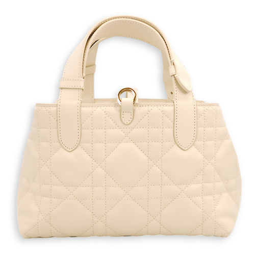 Toujor Small Cream Top Handle Bag in Lambskin, Gold hardware