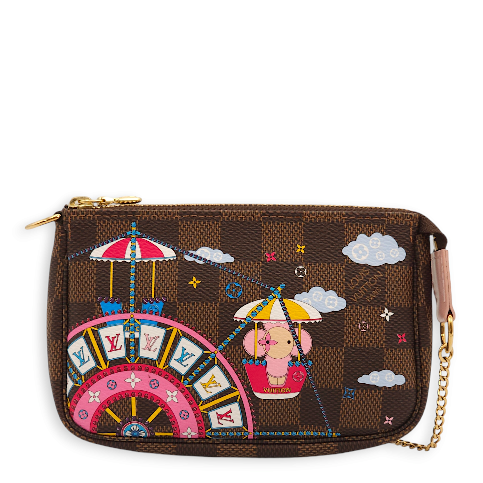 Vivienne On Big Wheel Mini Monogram Pouch in Canvas, Gold hardware