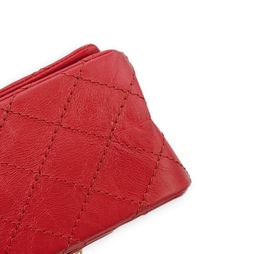 2.55 Reissue Mini Red Crossbody Bag in Distressed leather, Gold hardware