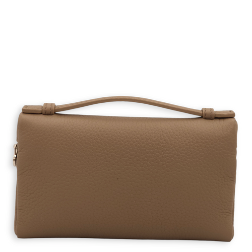 Extra Pocket Pouch Mini Etoupe Crossbody Bag in Calfskin, Palladium hardware