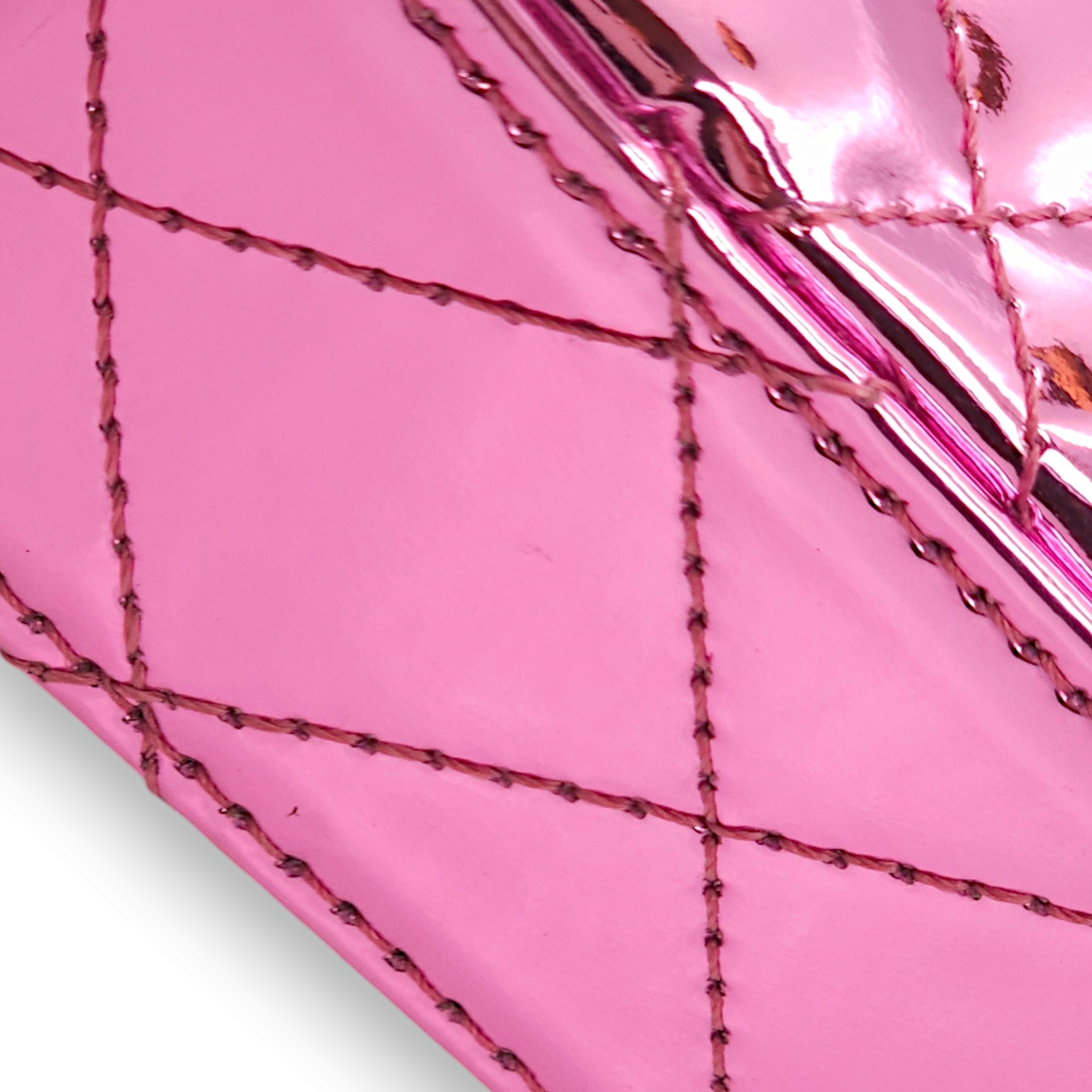 Flap x Star Mini Pink Mirror Coin Purse in Calfskin, Gold hardware