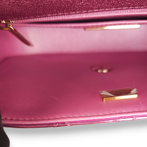 Flap x Star Mini Pink Mirror Coin Purse in Calfskin, Gold hardware