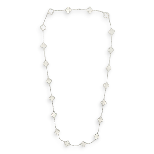 Vintage Alhambra 20 Motifs Mother of Pearl Necklace in White Gold