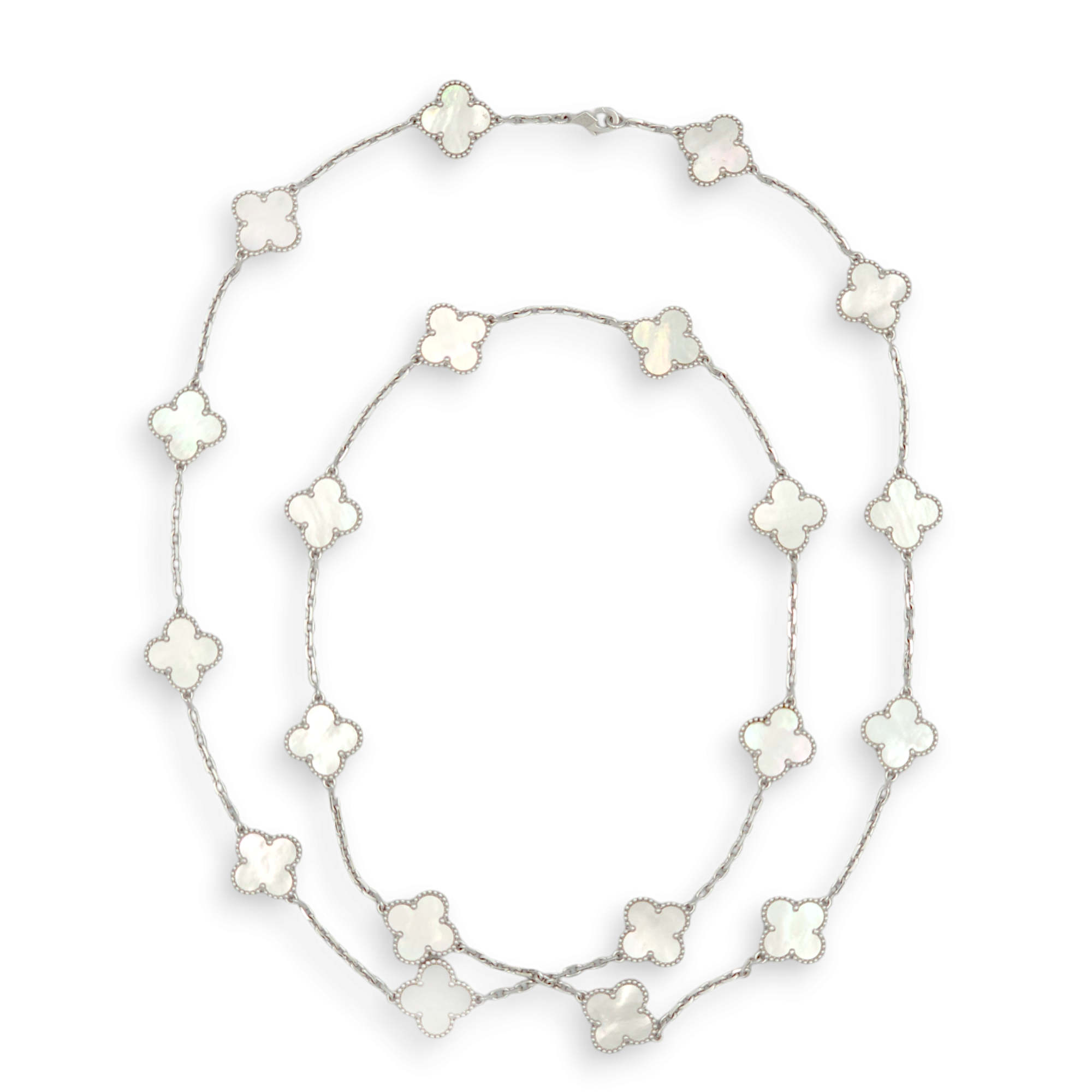 Vintage Alhambra 20 Motifs Mother of Pearl Necklace in White Gold