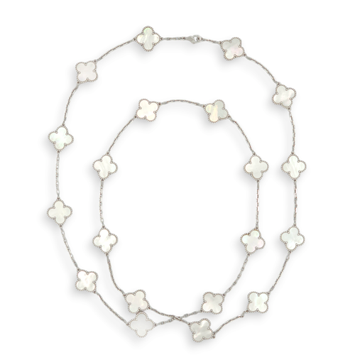 Vintage Alhambra 20 Motifs Mother of Pearl Necklace in White Gold