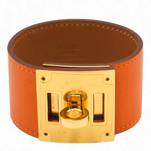 Kelly Dog Orange Bracelet in Swift, Gold hardware