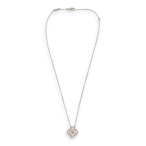 Vintage Alhambra Diamond Necklace in White Gold