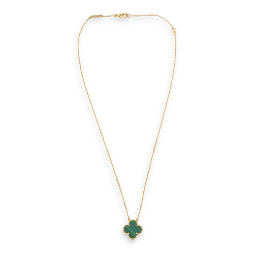 Vintage Alhambra Malachite Necklace in Yellow Gold