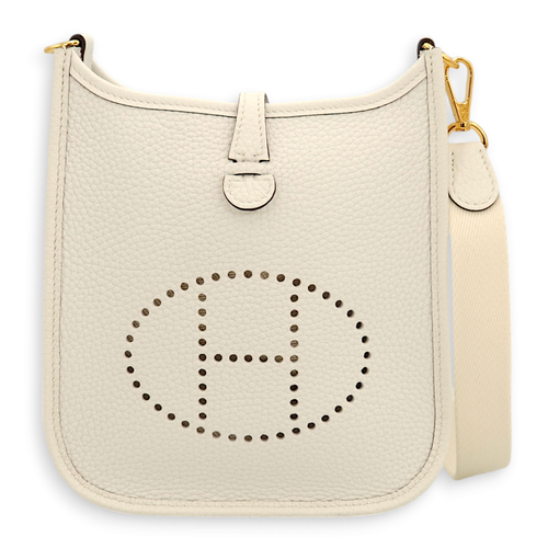 Evelyne Mini New White in Clemence, Gold hardware