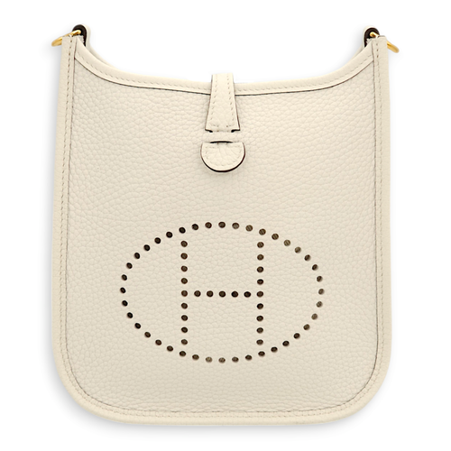 Evelyne Mini New White in Clemence, Gold hardware