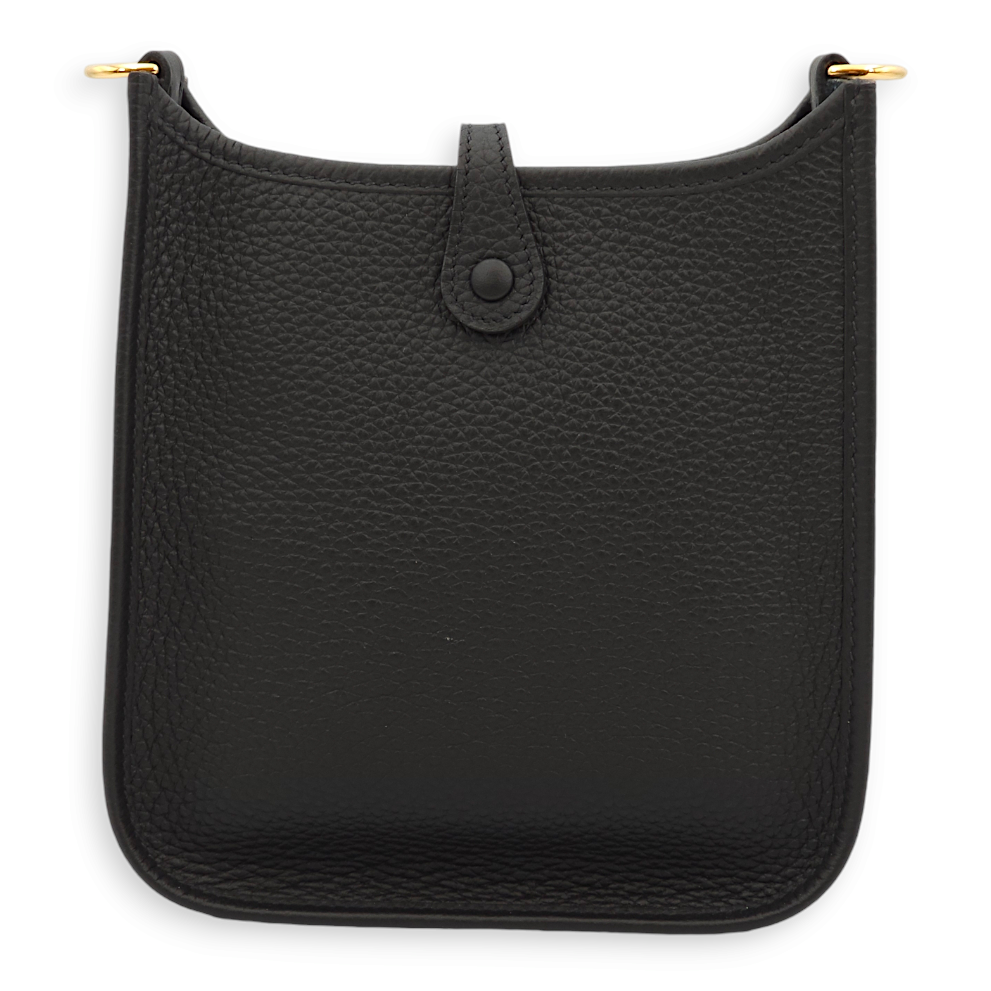 Evelyne Mini Black/Ebene Strap in Clemence, Gold hardware