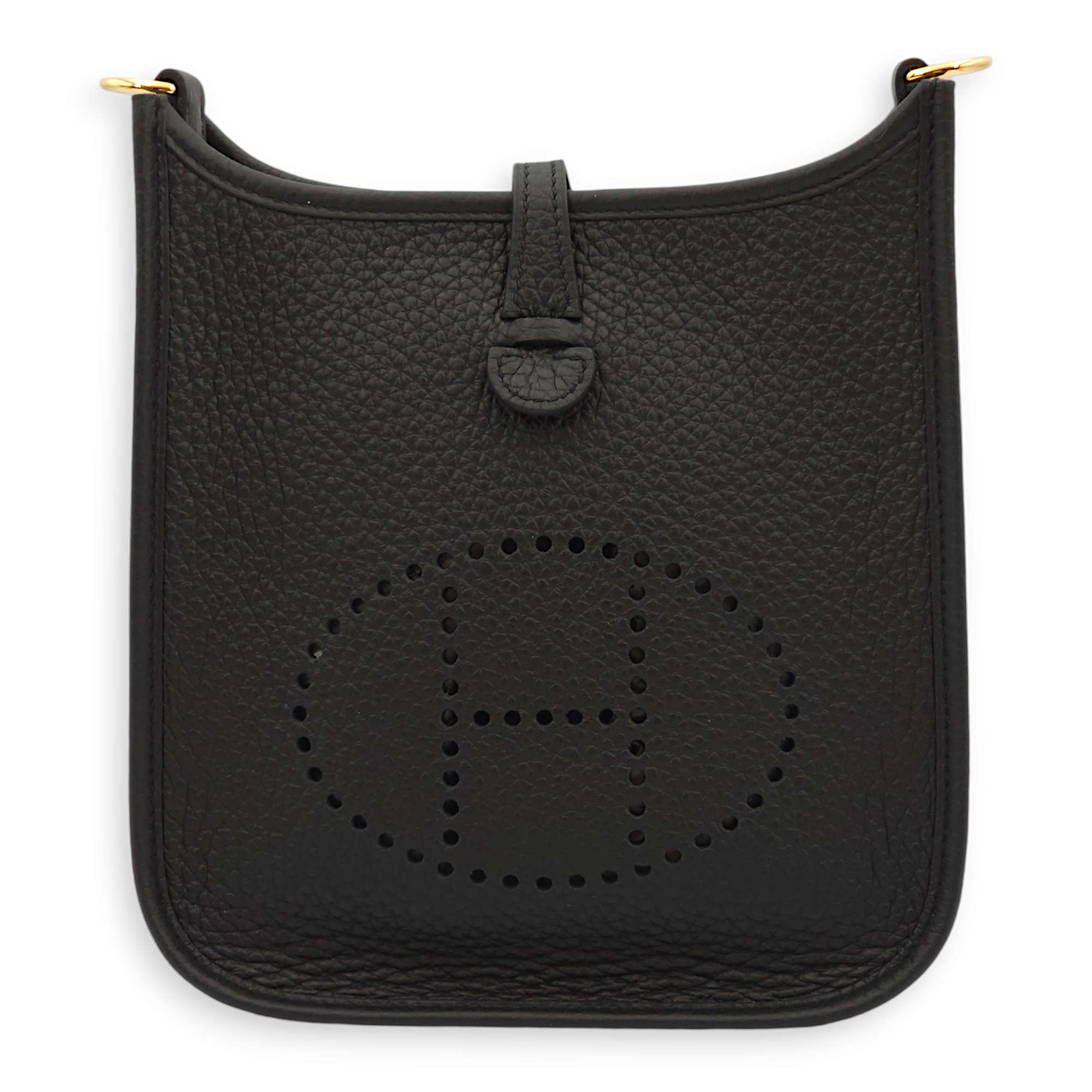 Evelyne Mini Black in Clemence, Gold hardware