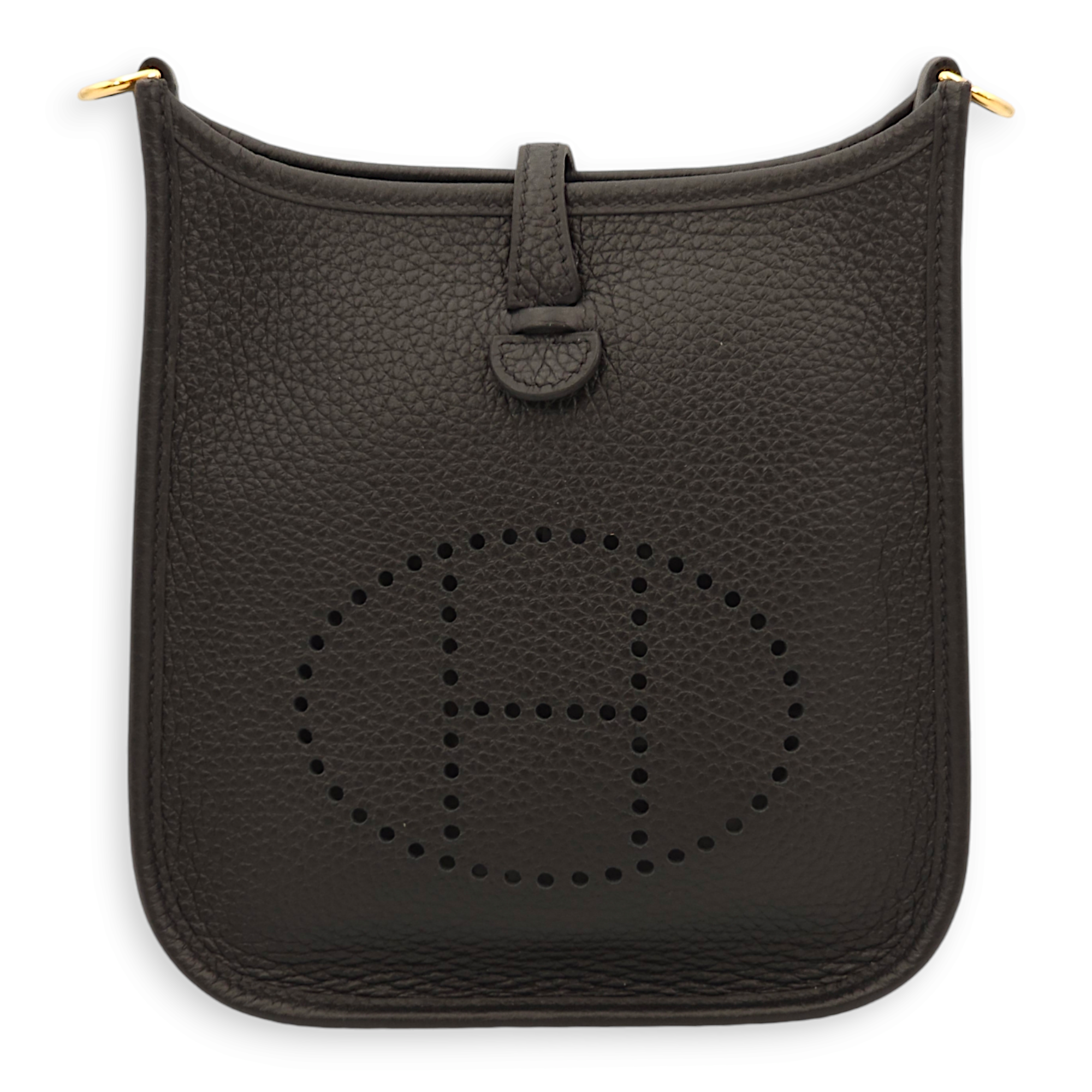 Evelyne Mini Black in Clemence, Gold hardware