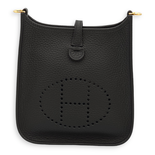 Evelyne Mini Black/Ebene Strap in Clemence, Gold hardware