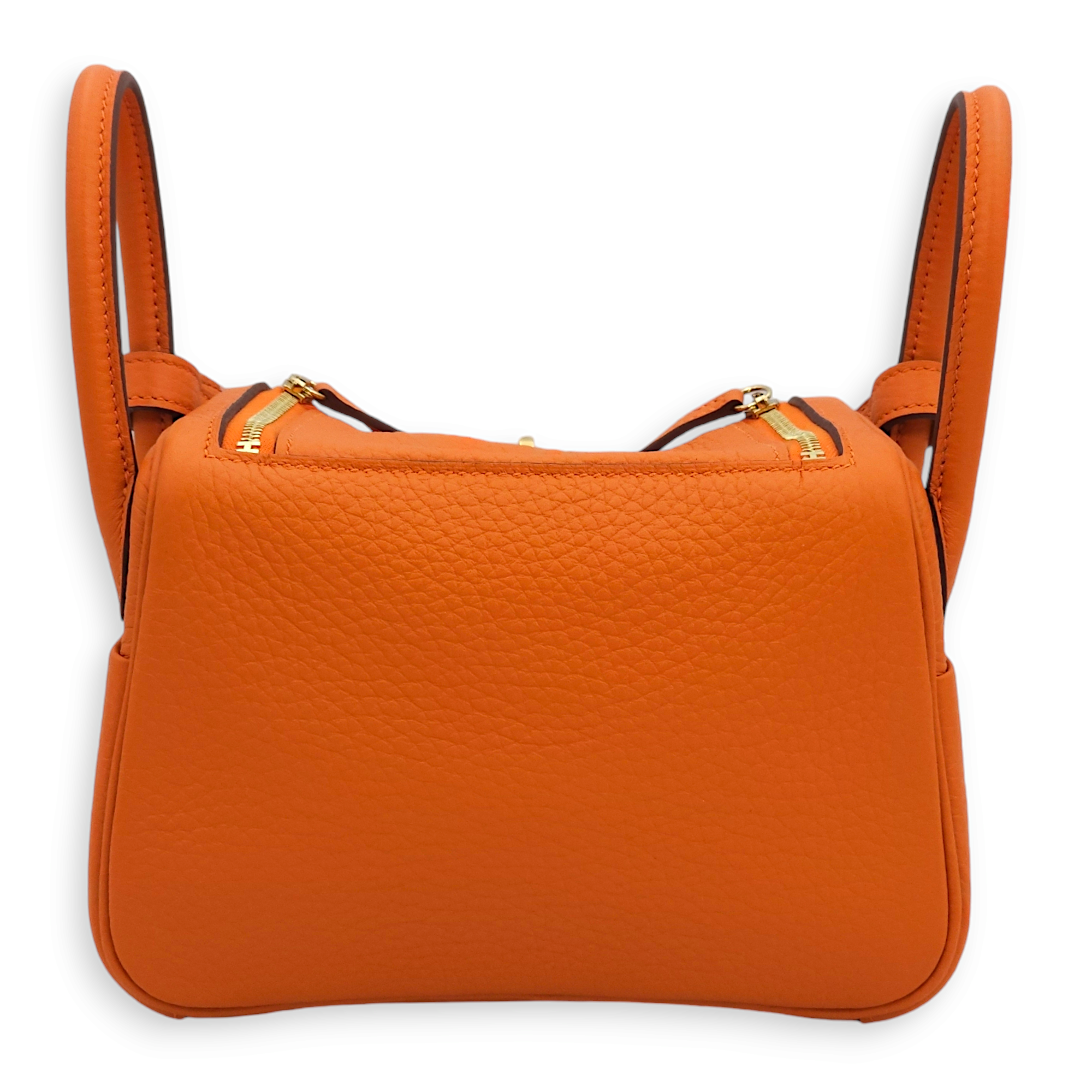 Lindy Mini Orange in Clemence, Gold hardware