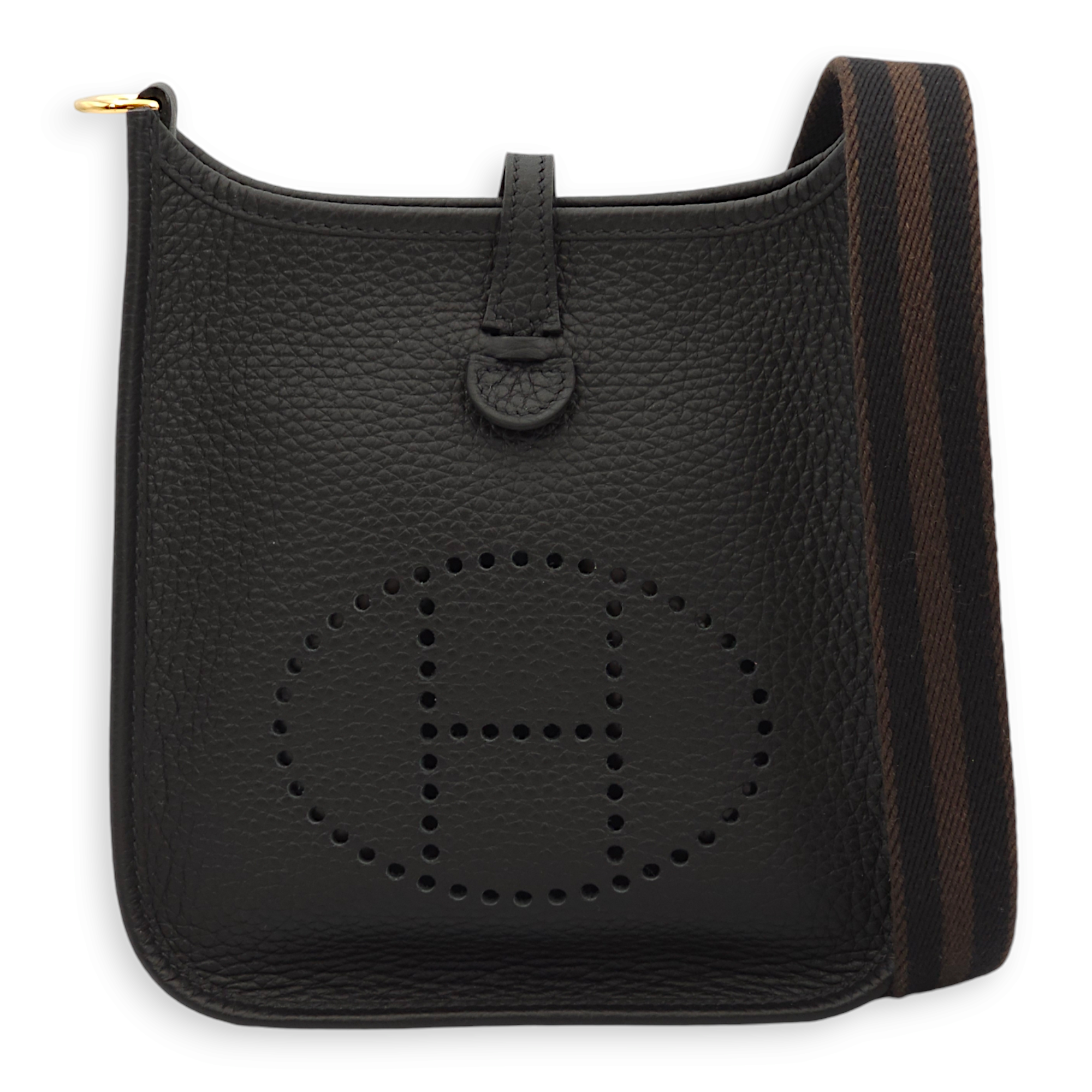 Evelyne Mini Black in Clemence, Gold hardware