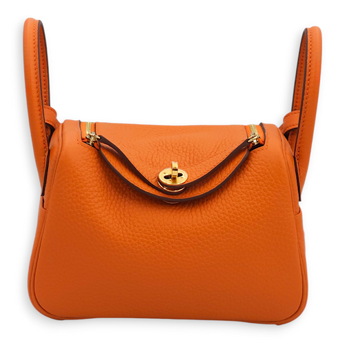 Lindy Mini Orange in Clemence, Gold hardware