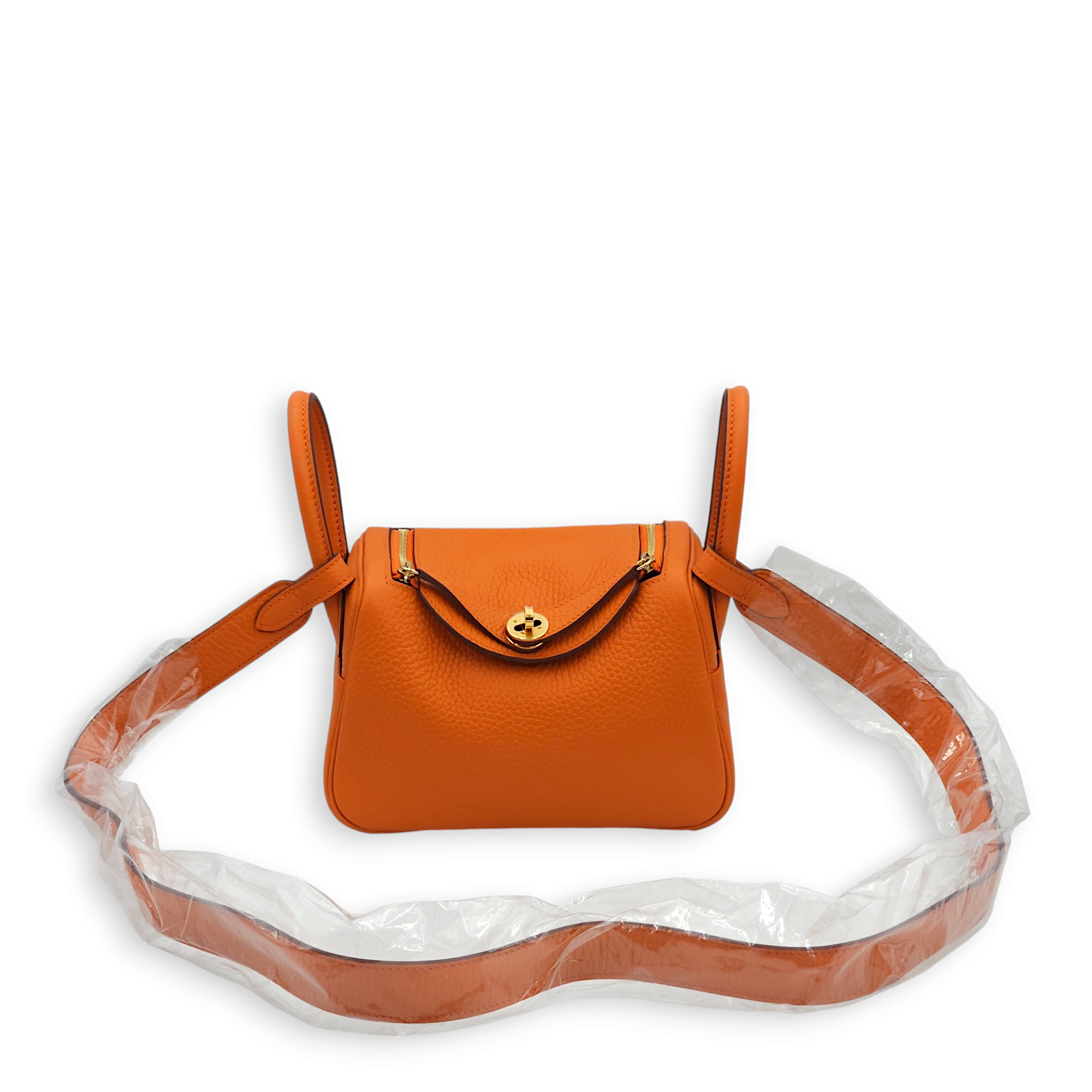 Lindy Mini Orange in Clemence, Gold hardware