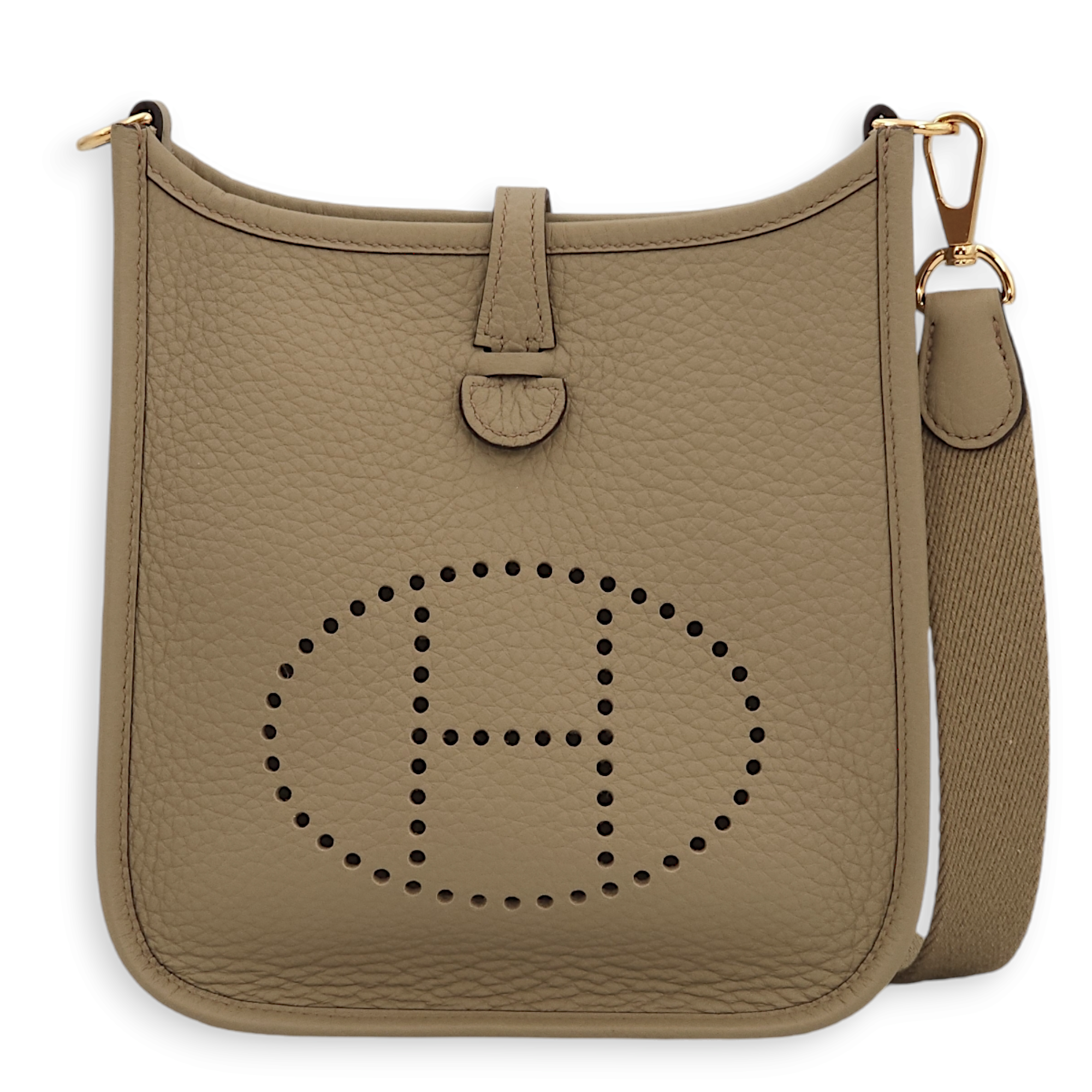 Evelyne Mini Beige Marfa in Clemence, Gold hardware (Short Strap)