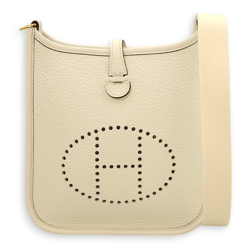 Evelyne Mini New White in Clemence, Gold hardware