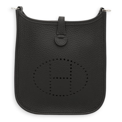 Evelyne Mini Black in Clemence, Palladium hardware (Short Strap)