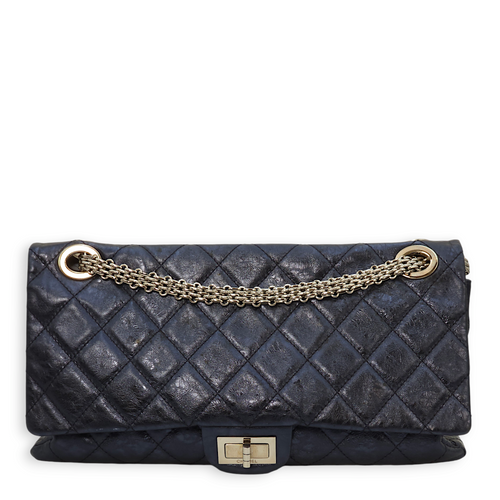 Chanel Reissue 228 Metallic Blue Crossbody Bag in Distressed Chanel Reissue 228 Metallic Blue Crossbody Bag in Distressed