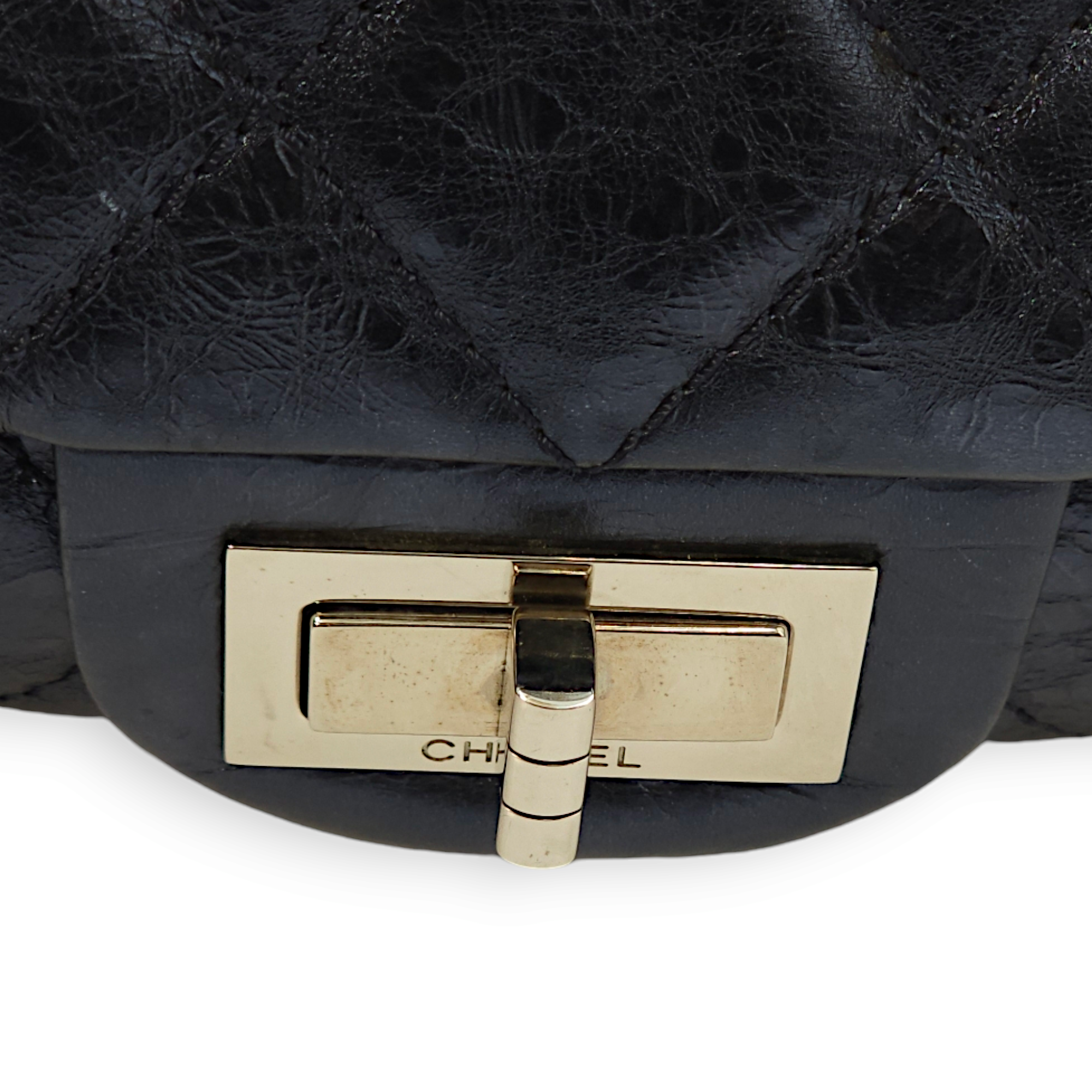 Reissue 228 Metallic Blue Crossbody Bag in Distressed Leather, Palladium hardware