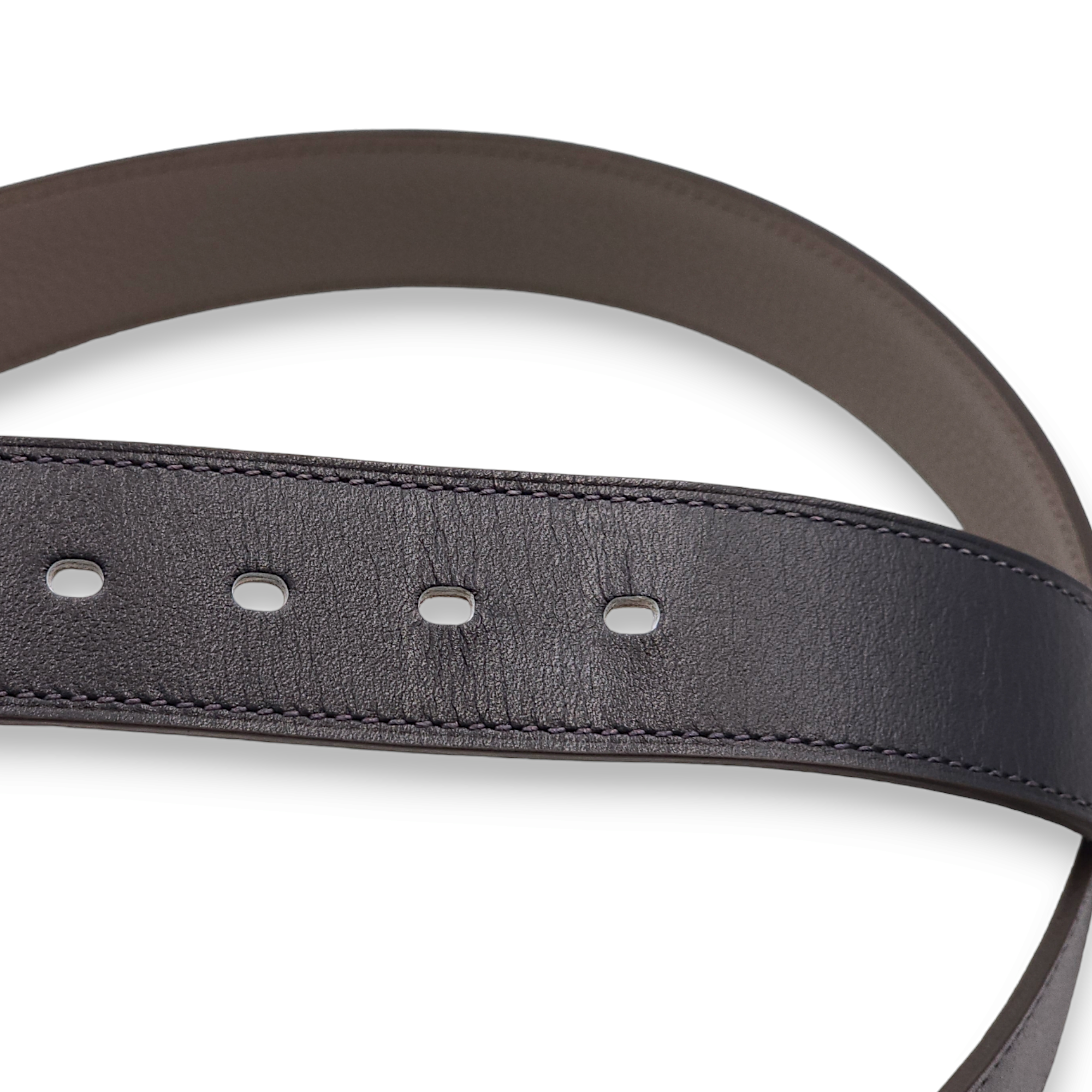 Quetin Reversible 32mm by 85cm Blue De Prusse/Etain Belt in Togo, Palladium hardware