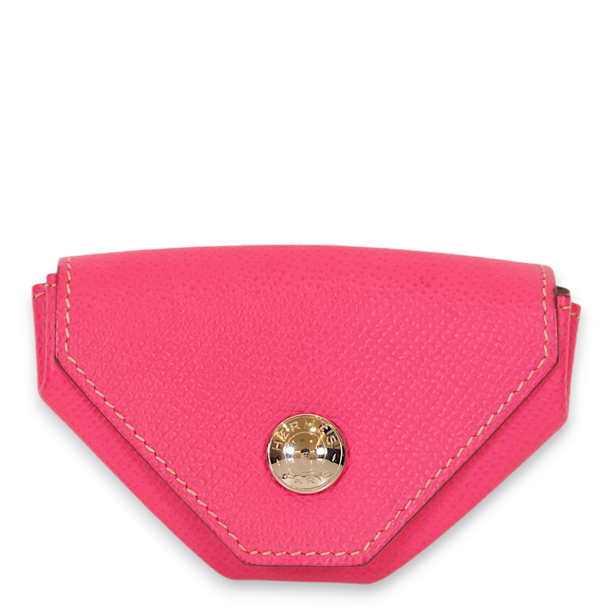 Coin Purse Rose Tyrien Pouch in Epsom, Palladium hardware