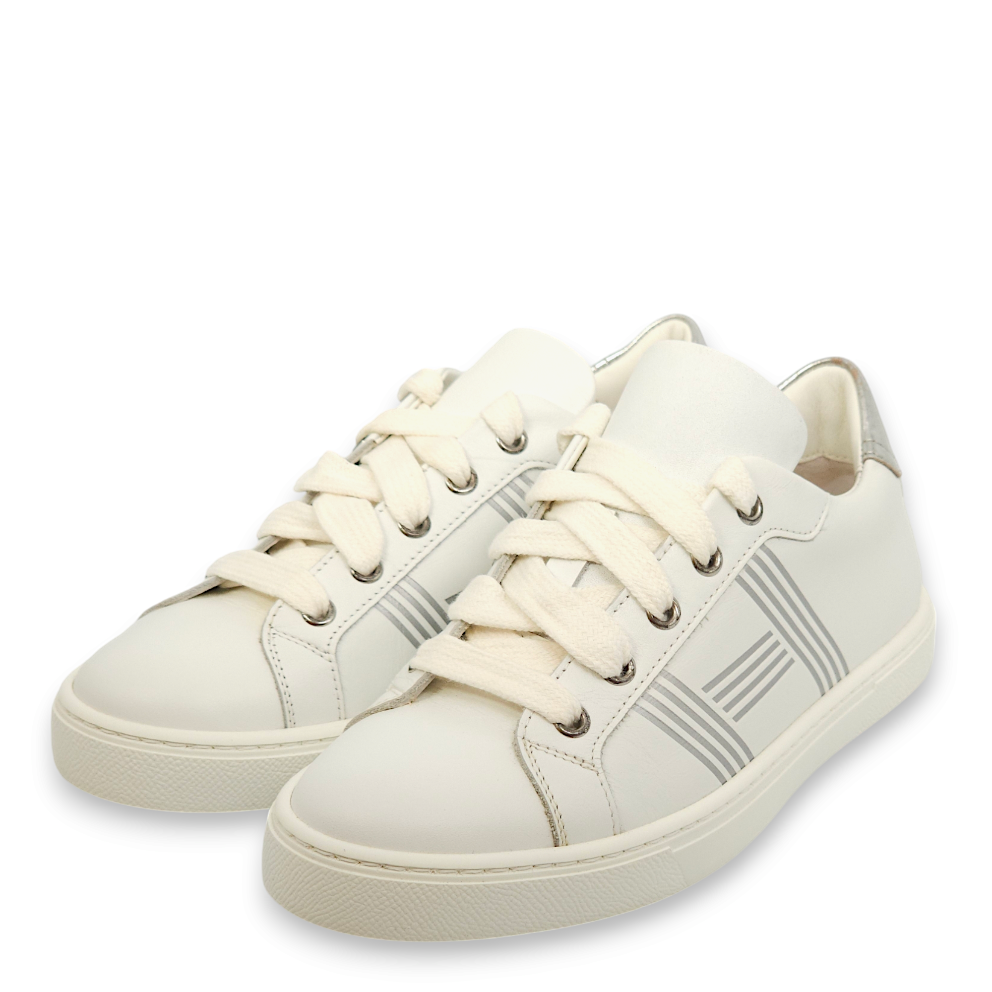 Avantage 35.5 Blanc/Sliver Sneakers in Calfskin