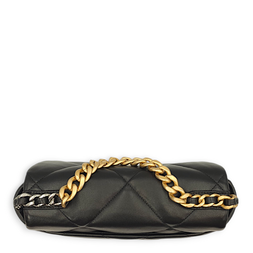 C19 Flap Small Black Shoulder Bag in Lambskin, 3-Tone hardware