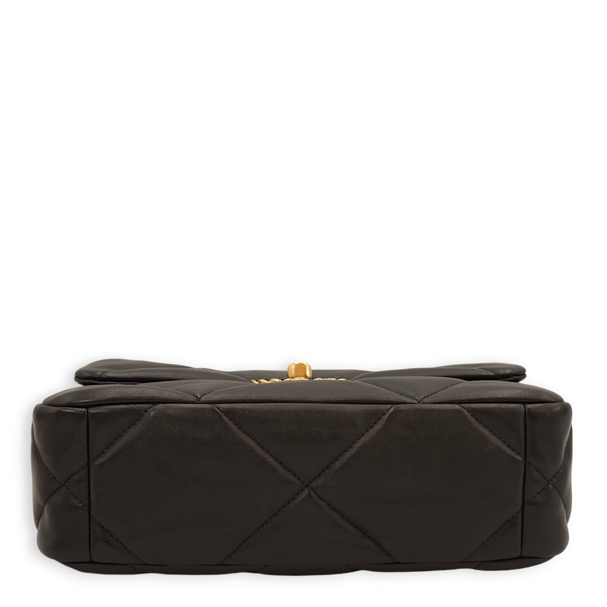 C19 Flap Small Black Shoulder Bag in Lambskin, 3-Tone hardware