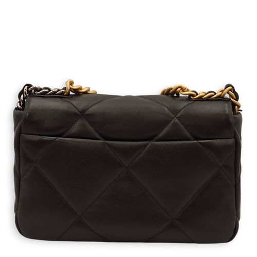 C19 Flap Small Black Shoulder Bag in Lambskin, 3-Tone hardware