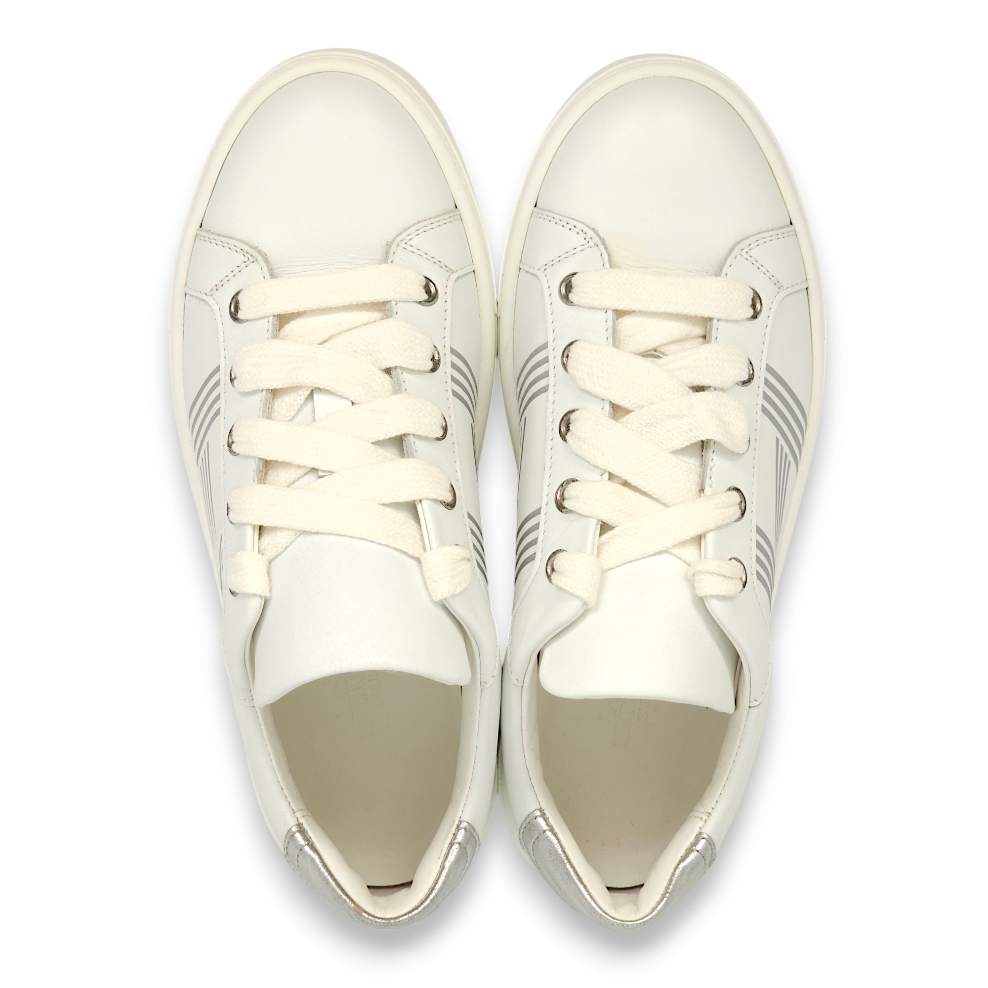 Avantage 35.5 Blanc/Sliver Sneakers in Calfskin