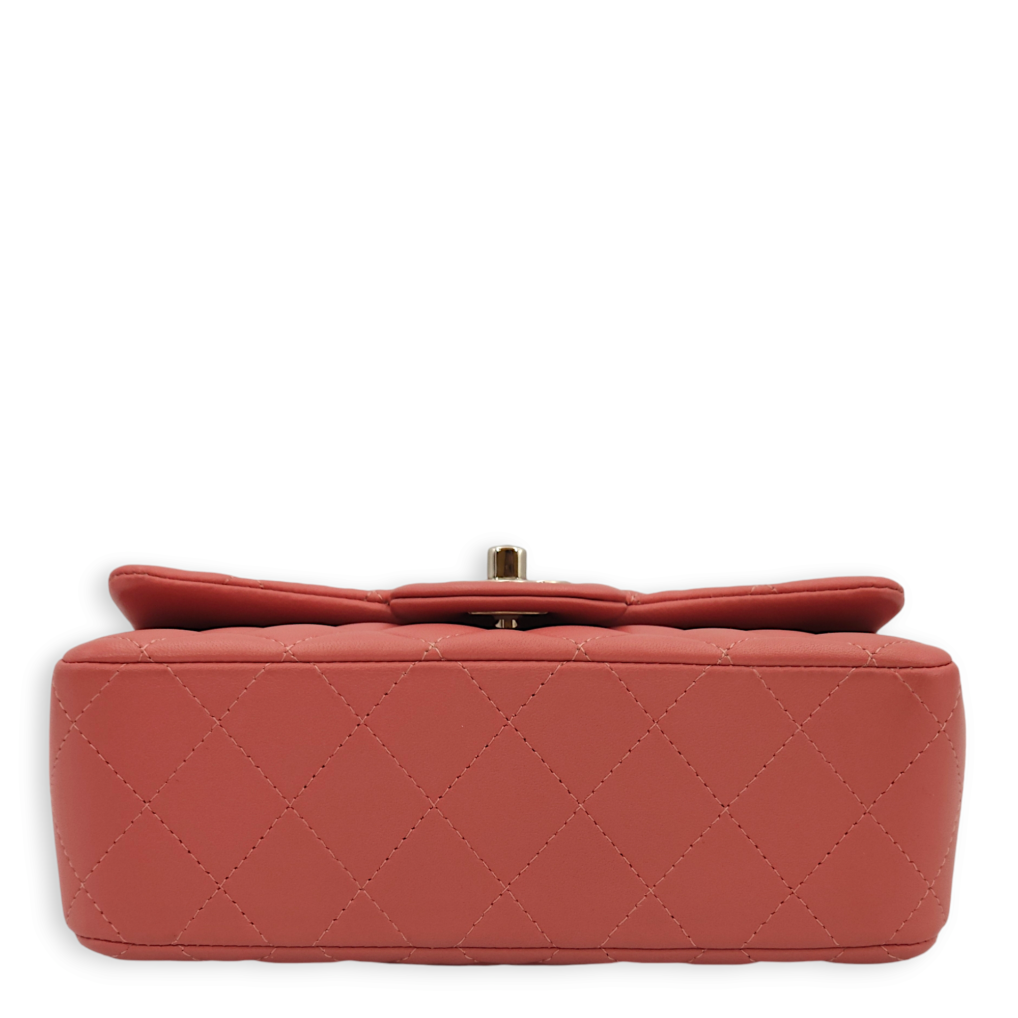 Classic Rectangle Mini Pink Crossbody Bag in Lambskin, Palladium hardware