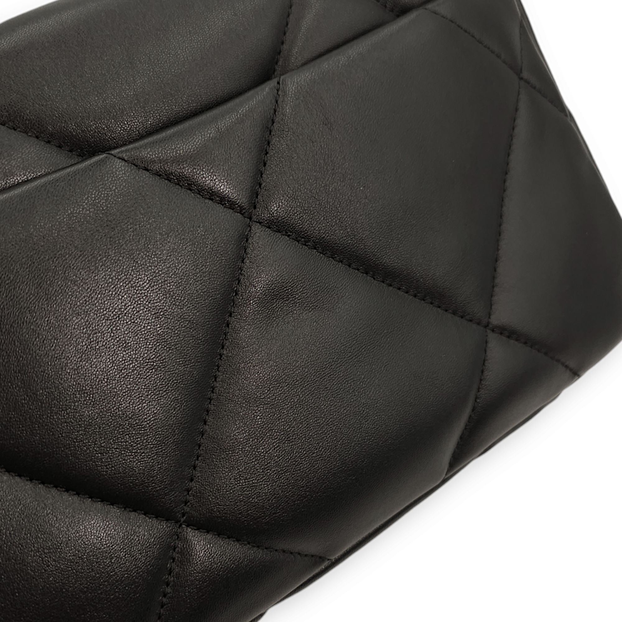 C19 Flap Small Black Shoulder Bag in Lambskin, 3-Tone hardware