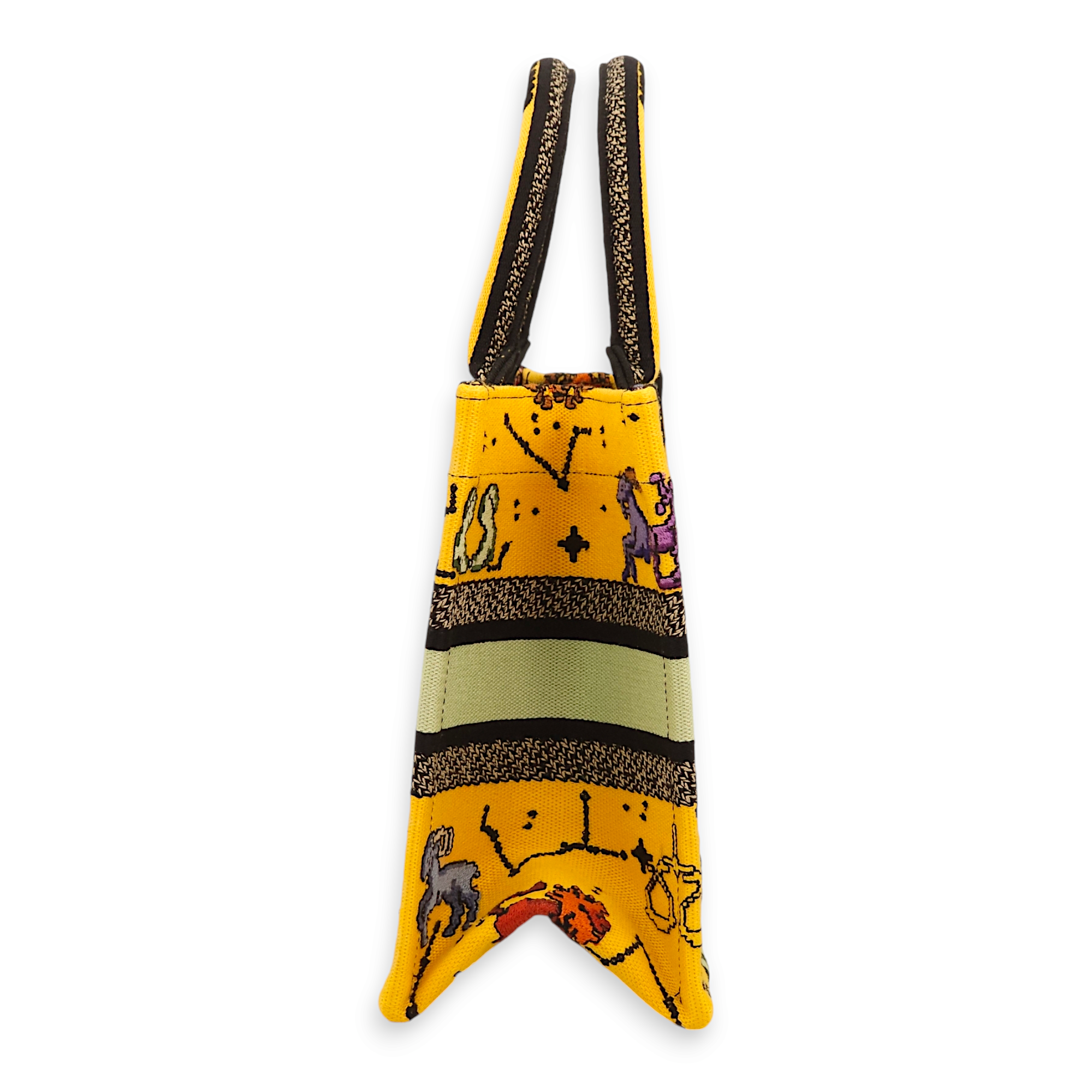 Pixel Zodiac Book Small Yellow, Multicolor Print Tote Bag in Embroidered Canvas