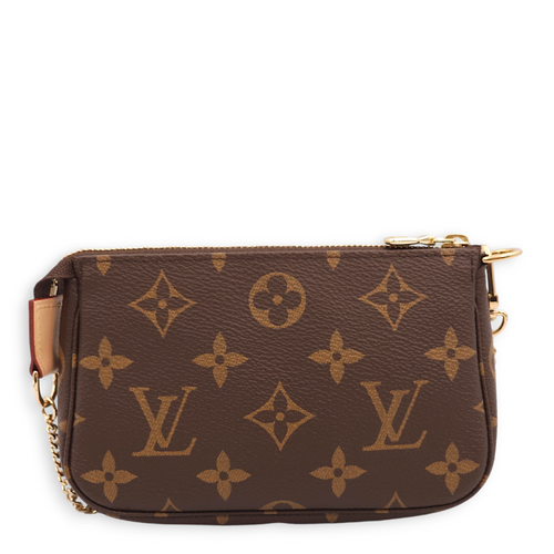 Pochette Mini Monogram Pouch in Canvas, Gold hardware