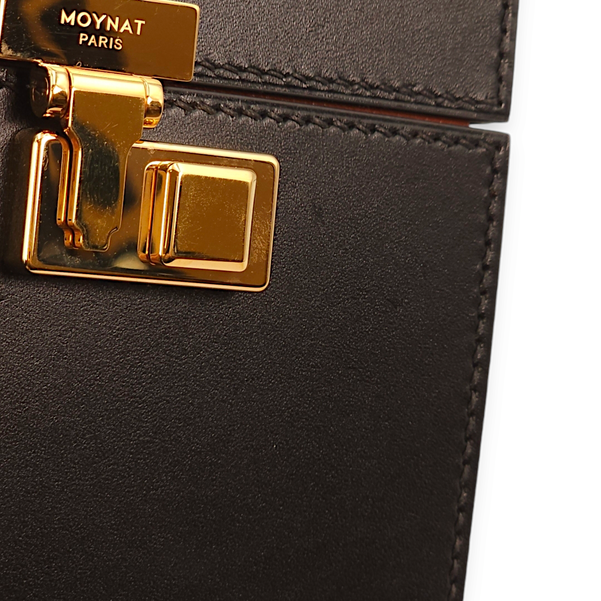 Vanity Mini Black Top Handle Bag in Calfskin, Gold hardware