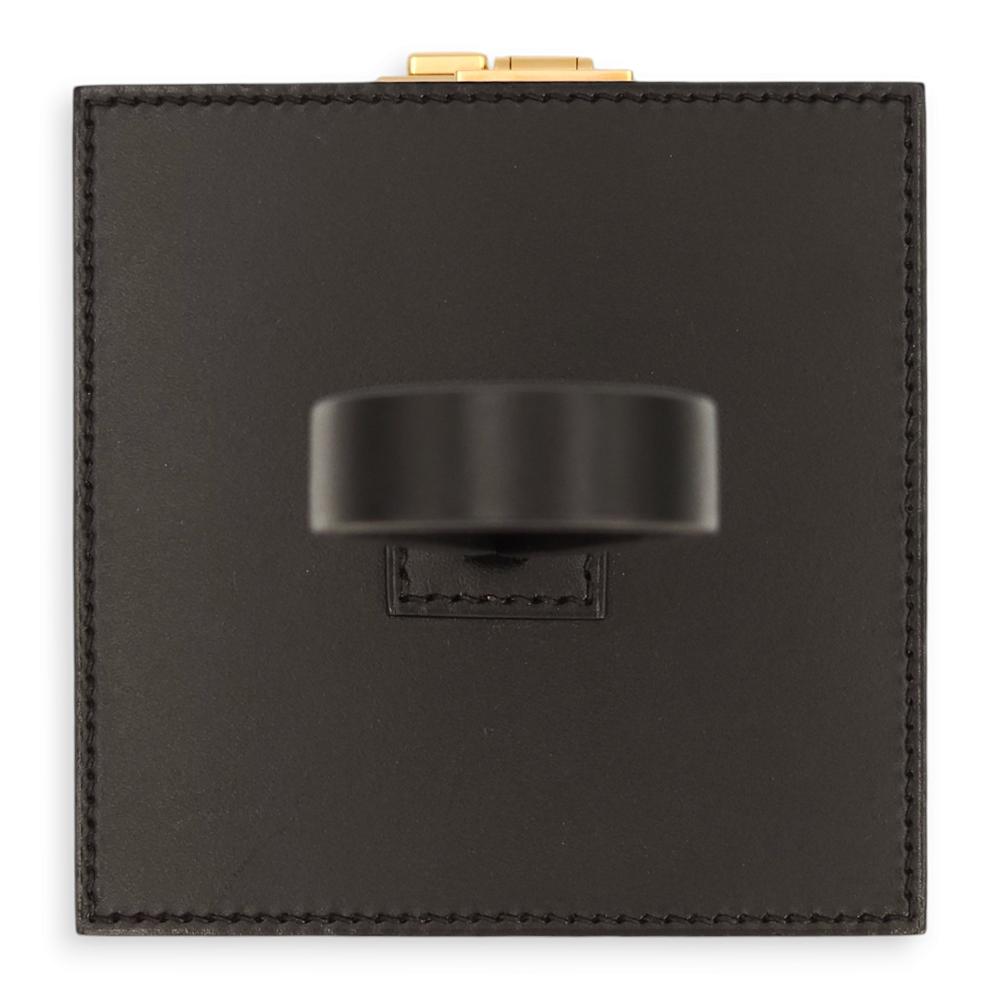 Vanity Mini Black Top Handle Bag in Calfskin, Gold hardware