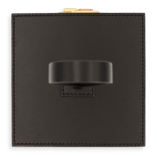 Vanity Mini Black Top Handle Bag in Calfskin, Gold hardware