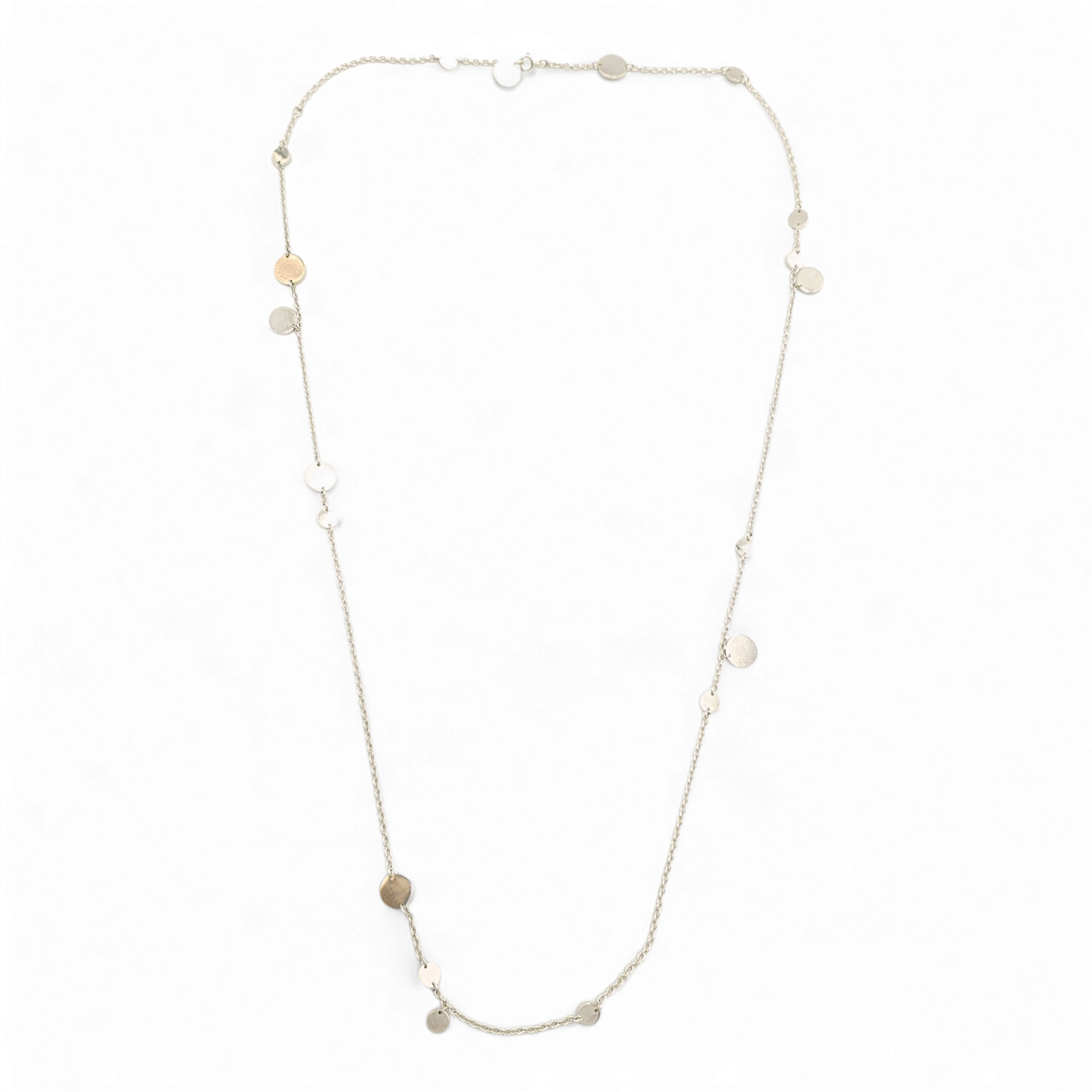 Confetti 90cm Multi-colour Necklace in White Gold, Silver hardware