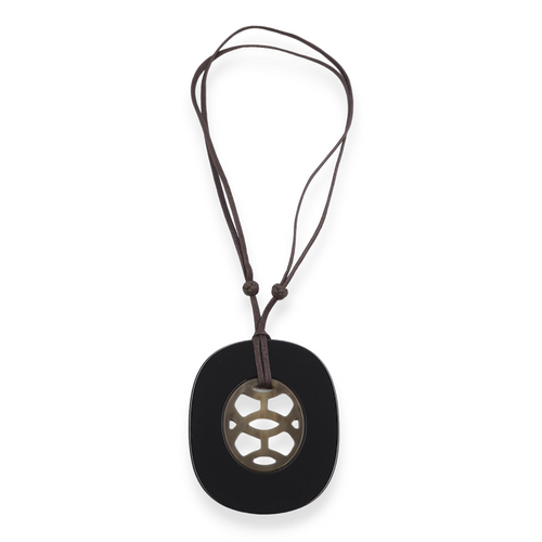 Lift Pendant Black Necklace in Laquer