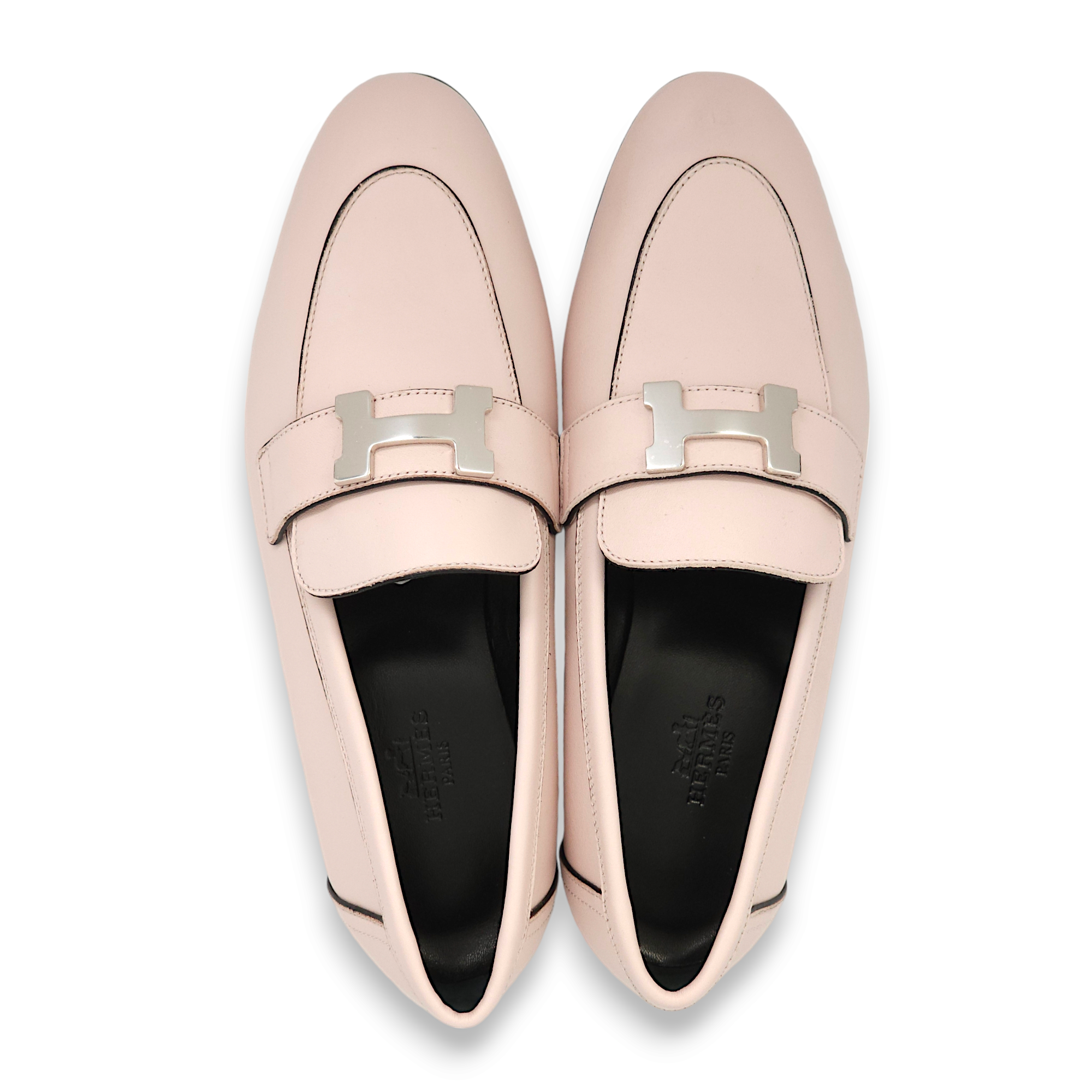 Paris Loafer 35 Rose Petale Loafers in Calfskin, Palladium hardware