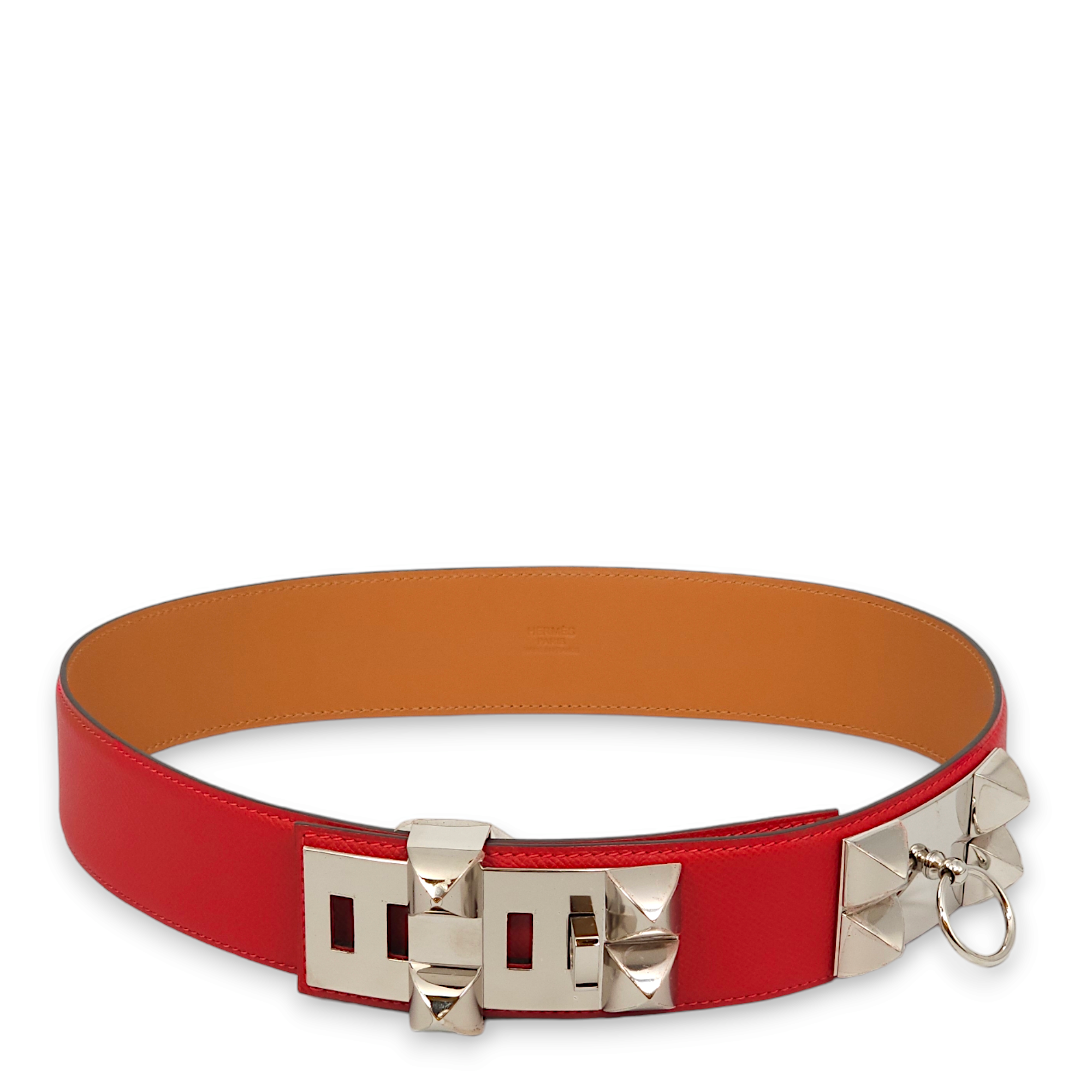 CDC 75cm Rouge Casaque Belt in Epsom, Palladium hardware