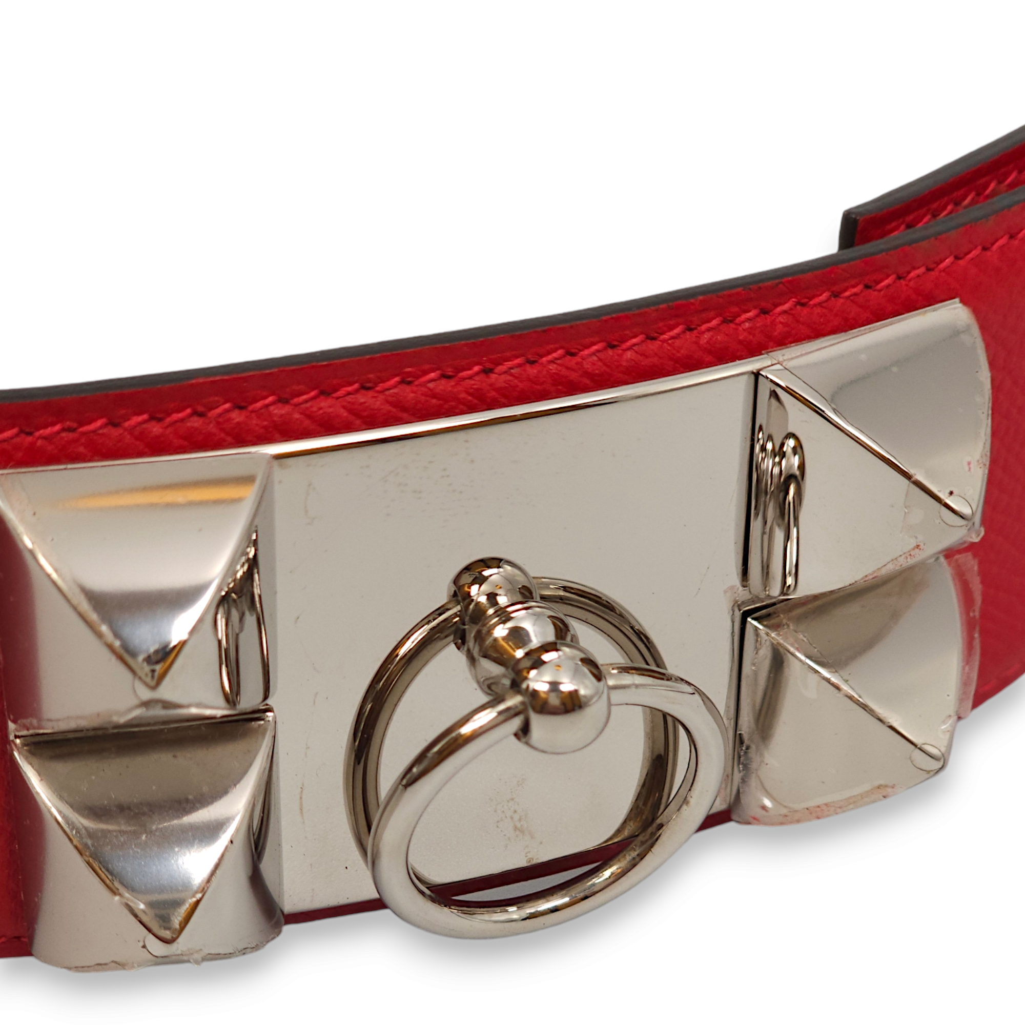 CDC 75cm Rouge Casaque Belt in Epsom, Palladium hardware