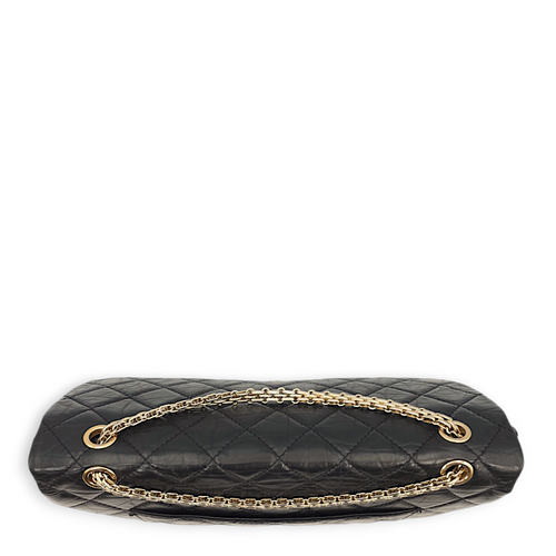 Reissue 227 Black Crossbody Bag in Distressed leather, Gold hardware